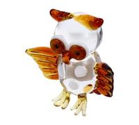 DECORNIJIA Ornement Hibou Verre Teinté Sculpture de Chat-tête-Owl Verre Fait Main Décoration de Bureau et Intérieur Élégante Figurine Créative et Lumineuse pour Salon et Chambre