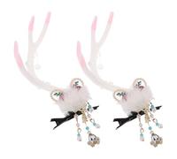 DECORNIJIA Paire de Pinces à Cheveux de Bois de Renne Barrettes de Noël en Peluche Dégradé Brun Accessoires Coiffure Festifs Légers pour Femmes et Filles Décoration Cosplay pour Fêtes et