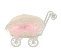 DECORNIJIA Panier Tressé de Poussette Bébé en Imitation Rotin Panier à Bonbons Rose pour Shower Décoration de Table Festive Présent Invité Accessoire Photo Shower