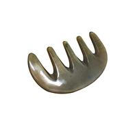 DECORNIJIA Peigne de Massage à Gratter en Corne de Bœuf 1 Pièce 5 Dents Doux Peau Cuir Masseur Fait Main