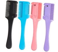 DECORNIJIA Peigne Double Face De Coupe Et Éclaircissage 4 Pièces Taille Compacte Outils Coiffure Pour Femmes Et Professionnels Usage Domestique Et Salon Couleurs Variées (noir, Bleu, Rose, Violet