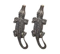DECORNIJIA Pendentif Crocodile en Laiton Massif Doré, Lot de 2 Pièces
