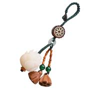 DECORNIJIA Pendentif Téléphone Fleur de Lotus en Bodhi Naturel Blanc, Porte-clés Décoratif Sculpté, Accessoire pour Téléphone Portable et Porte-clés, Présent Multifonction Élégant