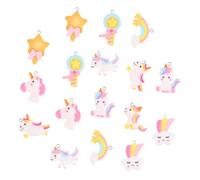 DECORNIJIA Pendentifs Licorne En Résine Arc-en-ciel 17 Pièces Pour Création Bijoux Garçon Et Filles Accessoires De Fête Diy