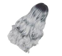 DECORNIJIA Perruque Femme Longue Dégradé Noir-gris Medium Bouclée Style Naturel Confortable pour Fête Cosplay