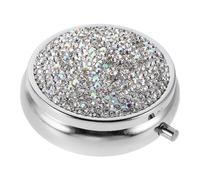 DECORNIJIA Pilulier Portable en Métal Mini avec Décoration Brillante Boîte à Pilules Compacte à 4 Compartiments Rangement pour Remède et Bijoux Étui Pratique pour Voyage et Usage