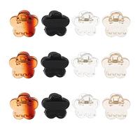 DECORNIJIA Pinces à Cheveux Élégantes et Décoratives Noires en Plastique Lot de 12 Petites Pinces à Griffes Forme Fleur pour Retenir les Mèches pour Garçon et Filles