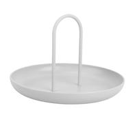 DECORNIJIA Plateau de Rangement Rond avec Anse pour Bureau et Décoration de Table Plateau Multifonction pour Clés et Petits Objets Conteneur de Stockage Élégant pour Salon et Entrée Blanc