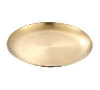 DECORNIJIA Plateau Rond en Acier Inoxydable Doré 14 CM, Assiette de Service pour Apéritif et Dessert, Plateau de Pâtes Polyvalent pour Buffet et Présentation de Fruits, pour Réceptions et