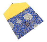 DECORNIJIA Pochette Bouddhiste Rectangulaire en Brocart Brodé Bleu Roi Fermeture Éclair, Paquet à Bible Multifonction pour Rangement D’écritures et Bijoux, Paquet Présent Décoratif