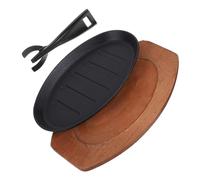 DECORNIJIA Poêle à Steak Fonte avec Surface Antiadhésive Plaque de Grillage Uniforme pour Fajitas et Barbecue Intérieur Résistante et Polyvalente pour Repas Famille