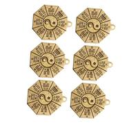 DECORNIJIA Porte-clés à Huit Diagrammes Breloque Vintage Cuivre 6 Pièces Décoration Feng Shui Protection Le Mal Chloroformique Présent Amulette Activité Quotidienne