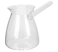 DECORNIJIA Pot à Anse Turque En Verre Épaissi 450 Ml, Théière Transparente Poignée Latérale, Résistante Chaleur, Compacte Et Facile à Ranger, Maison Bureau