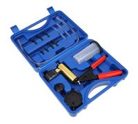 DECORNIJIA Purgeur de Frein Manuel Fer et Plastique Pompe à Vide Portative pour Liquide de Frein Kit pour Entretien Automobile Adaptateur Réservoir Fluid Bleeder Bleu