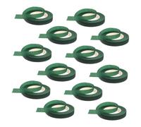 DECORNIJIA Ruban Adhésif Floral pour Bouquets 12 Mm X 30 M, Flexible et Résistant, Couleur Vert Foncé, Lot de 12 Rouleaux pour Emballage de Tiges, Fournitures pour Compositions et Loisirs