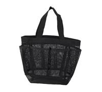 DECORNIJIA Sac Filet Plage Noir Multifonction Trousse Cosmétique Portable avec Poches Multiples Sac Cabas Léger pour Voyage Plage et Rangement Maquillage