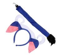 DECORNIJIA Serrage-Tête Oreilles de Taureau en Peluche Bleu Roi Cornes Longues et Queue Clipée - Accessoires de Costume de Vache Garçon et Filles pour Carnaval Fêtes Thème Ferme et