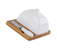 DECORNIJIA Set de Beurrier Porcelaine Semi-artisanal avec Couvercle Résistant Rouille Récipient de Conservation Alimentaire pour Table et Rangement Ménager