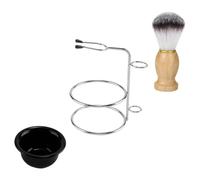 DECORNIJIA Set de Brosse à Barbe Homme avec Bol à Mousse Support Inoxydable Brosse Poils de Nylon Hêtre Accessoire de Toilette Masculin et Pratique