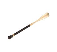 DECORNIJIA Shoe Horn Long Handle Ebony Wood With Brass Head Comfortable Loafer Dressing Tool For Seniors Men Women Durable Metal Shoe Spoon For Travel And Pregnancy Assistance