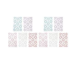 DECORNIJIA Stickers Strass Autocollants 3D pour Visage et Cheveux 10 Pièces Étoiles et Cœurs Multicolores pour Maquillage Bijoux et Loisirs Créatifs