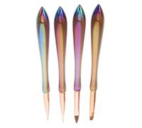 DECORNIJIA Stylos de Nail Art Métalliques Portable en Métal et Polyester Pointes Multiples Ensemble de 4 pour DIY à Domicile et Artistes Professionnels