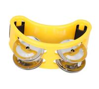 DECORNIJIA Tambourin de Pied à Double Rangée Jaune Instrument de Percussion Shakers pour Animation Scène Accessoire Accompagnement Musical pour Adultes et Garçon Fille