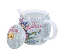 DECORNIJIA Théière en Céramique Résistante la Chaleur, Service à Thé 1 Pièce Motif Fleurs et Oiseaux, Bouilloire Design Traditionnel pour Maison et Bureau, Accessoires Thé Couleur Aléatoire