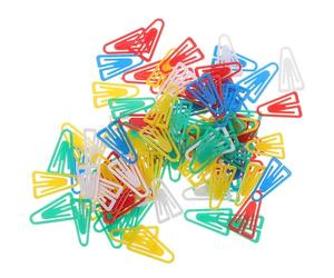 DECORNIJIA Trombones Multi-usages Mini Triangulaires en Plastique 100pcs Clips Légers pour Notes et Photos Usage Bureautique et Scolaire Couleur Aléatoire