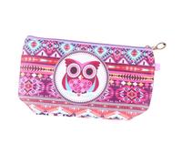 DECORNIJIA Trousse de Maquillage Hibou Coloré Polyuréthane Imprimé Compacte Imperméable Voyage Femme Pochette Cosmétique Portable