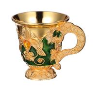 DECORNIJIA Verre à Liqueur Vintage Métal avec Motif Vertical Gobelet Rétro Incassable pour Dégustation pour Pique et Banquets