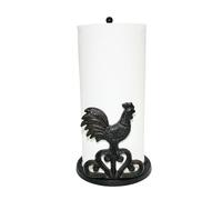 Porte-serviettes en papier en fonte style coq rustique - Accessoire de cuisine autonome de 30,5 cm avec breloque rustique - Parfait pour ajouter une touche de style campagnard à votre décoration de