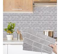 Decoroom Stickers Muraux Cuisine 15X30cm (24 pcs) Gris Stickers Carrelage Imperméable PVC Autocollants Carreaux Carrelage Adhesif Mural Autocollant pour Salle de Bains Cuisine