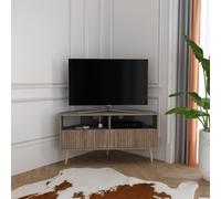 DECOROTIKA Aura Meuble TV d'angle 120 cm Armoires et Niches avec Pieds en Bois (Galaxy and Effet Alina)