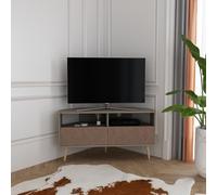 DECOROTIKA Aura Meuble TV d'angle 120 cm Armoires et Niches avec Pieds en Bois (Galaxy and Effet Vintage)