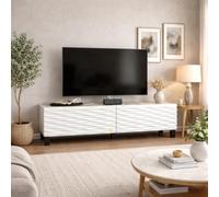 DECOROTIKA Lerze Console multimédia et Support TV, Effet marbre Blanc/Blanc, 38 cm H x 150 cm W x 35 cm D