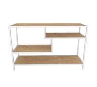 DECOROTIKA Rouges-Gorges Console multimédia et Support TV, Métal, Blanc/chêne, Height: 75 cm | Width: 120 cm | Depth: 39 cm