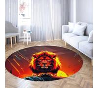 Décors africains de Coucher de Soleil Tapis Ronds pour nurserie 140cm Motif Abstrait de Lion Tapis Circulaire antidérapant Lavable pour buanderie Salle à Manger