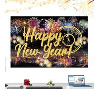 Décors de pour le Réveillon du Nouvel An Enseigne Murale Ballons Dorés | 99x150 cm Décoration Murale Bonne Année 2026 Pour Cérémonie de Graduation, Bal, Fête, Décoration, Patio,
