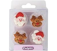 Décors en sucre Père Noël et Rudolph le renne x12 - Culpitt