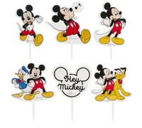 Dekora Design – Décors pics à gâteau Mickey – 30 pièces, Papier, 6 décors – Noir