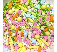 Décors Sucrés Pâques 130 g Rosa fleur lapin carotte Perles comestibles - Décorations en Sucre pour Gâteaux, Bûches, Cupcakes