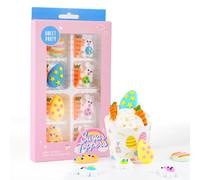 Décors Sucrés Pâques Comestibles 16 - Lot de 4 Lapins, 8 Carottes et 4 Œufs de Pâques en Sucre - Décoration Gâteau pour Lapin de Pâques, Chasse aux Œufs, Desserts et Cupcakes