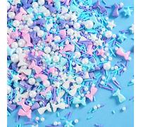 Décors Sucrés sirène 130g - Décorations Comestibles avec Figurines Sirène Rose Bleu Violet Perles Vermicelles et Nonpareil - Pour Gâteau Anniversaire Fille, Gâteaux, Bûches, Cupcake et Pâtisserie