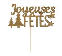 Décors sur pique "Joyeuses Fêtes" dorés (x30)