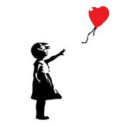 decorsfuk.co Autocollant mural en vinyle graffiti de Banksy - Motif fille avec ballon - Taille XL - 52 x 36 cm