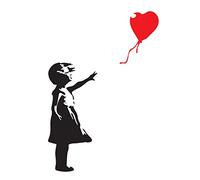 decorsfuk.co Banksy Fille avec Ballon | Décoration Murale Graffiti Autocollant en Vinyle | Urban Art fenêtre, Voiture, Ordinateur Portable Autocollant - Small - 13x9cm