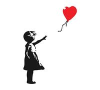 decorsfuk.co Banksy Fille avec Ballon | Décoration Murale Graffiti Autocollant en Vinyle | Urban Art fenêtre, Voiture, Ordinateur Portable Autocollant - Large - 26x18cm