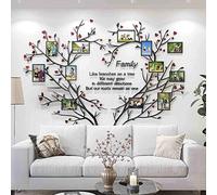 DecorSmart Love Family Tree Wall Decor Photo Frame Collage Amovible 3D DIY Acrylique Wall Stickers pour Salon avec Cœur Rouge et Citation Famille Comme Branches sur un Arbre