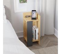 DECORTIE Elos Moderne Table de nuit Module droit Chêne Anthracite Gris 27 x 25 x 60 cm